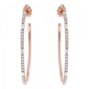 14K Rose Gold 0.45 carat Diamonds Hoop Earrings