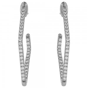 14K White Gold 1.0 carat Inside-Out Diamonds Rhombus Shape Contemporary Earrings