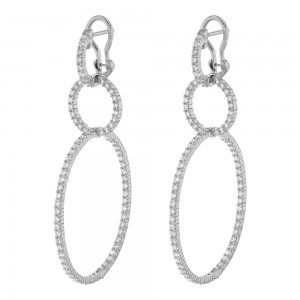 14K White Gold 3.0 carat Diamonds Dandling Geometric Earrings