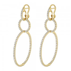 14K Yellow Gold 3.0 carat Diamonds Dandling Geometric Earrings