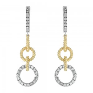 14K Two Tone Yellow and White Gold 0.9 carat Diamonds Dandling Geometric Earrings