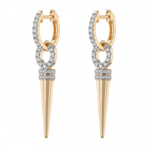14K Yellow Gold 0.55 carat Diamonds Spike Drop Earrings