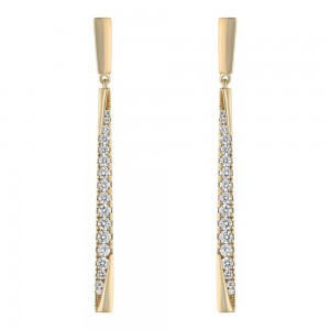 14K Yellow Gold 0.75 carats Diamonds Dangling Stick Drop Earrings
