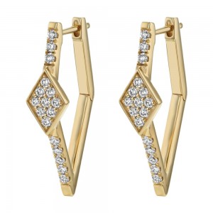 14K Yellow Gold 0.50 carat Diamonds Diamond Shape Hoop Earrings