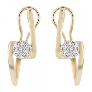 14K Yellow Gold 0.31 carat Diamonds Bypass Hoop Earrings