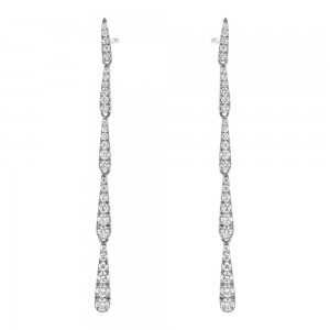 14K White Gold 0.55 carats Diamonds Graduated Dangling Sections Drop Earrings