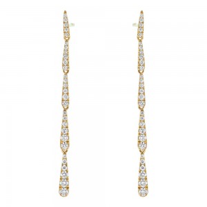 14K Yellow Gold 0.55 carats Diamonds Graduated Dangling Sections Drop Earrings