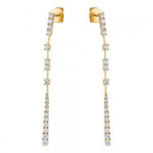 14K Yellow Gold 0.90 carats Graduated Diamonds Dangling Sections Drop Earrings