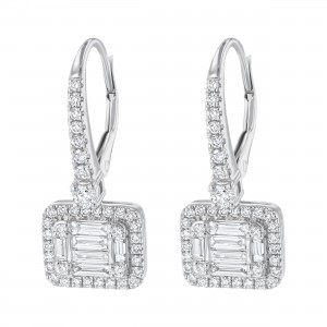 14K White Gold 1.2 carats Fancy Cut White Diamonds Earrings