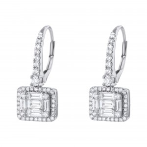 14K White Gold 1.40 carats Fancy White Diamonds Earrings