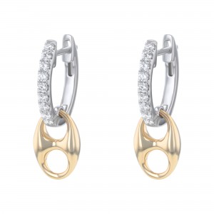 14K Yellow and White Gold 0.26 carat Diamonds Mariner Link Earrings