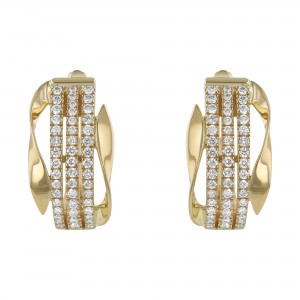 14K Yellow Gold 0.55 carat Diamonds Mulri-Row Leverback Earrings