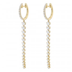 14K Yellow Gold 1.40 carats Diamonds Waterfall Dangling Drip Earrings