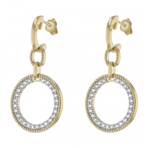 14K Yellow Gold 1.00 carat White Diamonds Circle Shape Drop Earrings