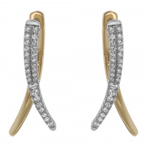 14K Two Tone Gold 0.50 carat Diamonds Hinged Hoop Earrings