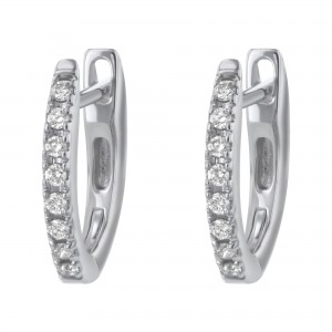 14K White Gold 0.15 carat Diamonds Huggies Earrings