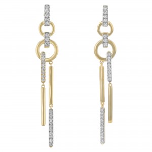 14K Yellow Gold 0.50 carat Diamonds Multi Bars Drop Earrings