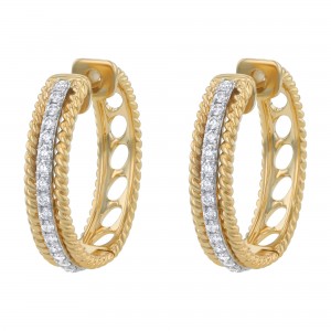 14K Yellow Gold 0.50 carat Diamonds Braids Hoop Earrings