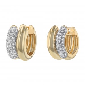14K Yellow Gold 0.50 carat Diamonds Wide Huggie Hoop Earrings