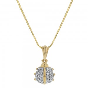14K Yellow Gold 0.30 carat Diamonds Ladybug Pendant