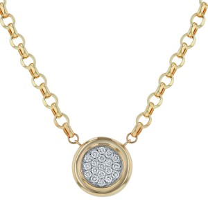 14K Yellow Gold 0.50 carat Diamonds Round Bezel Necklace