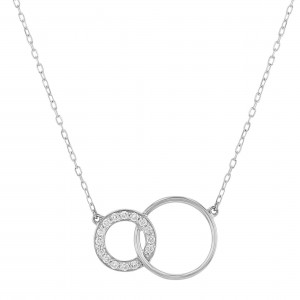 14K White Gold 0.25 carat Diamonds Entwined Circles Necklace
