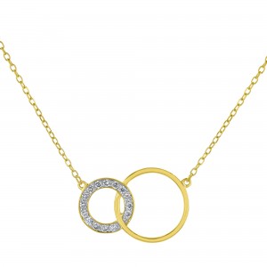 14K Yellow Gold 0.25 carat Diamonds Entwined Circles Necklace