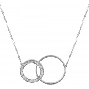 14K White Gold 0.50 carat Diamonds Entwined Circles Necklace