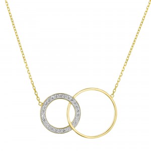14K Yellow Gold 0.50 carat Diamonds Entwined Circles Necklace
