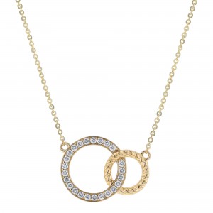14K Yellow Gold 0.35 carat Diamonds Entwined Circles Necklace