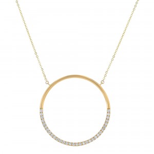 14K Yellow Gold 0.45 carat Diamonds Large Circle Necklace