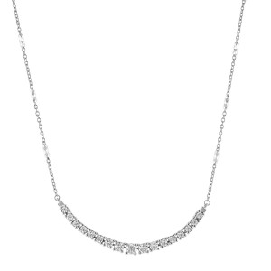 14K White Gold 1.0 carat Diamonds Flex Curved Bar Necklace