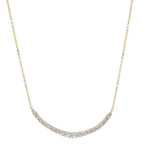 14K Yellow Gold 1.0 carat Diamonds Flex Curved Bar Necklace