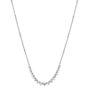14K White Gold 1.0 carat Diamonds Flex Curved Bar Necklace