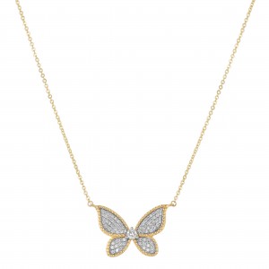 14K Yellow Gold 0.50 carat Diamonds Butterfly Necklace