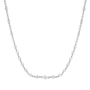 14K White Gold 4.15 carats Diamonds Station Necklace