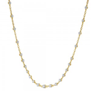 14K Yellow Gold 4.15 carats Diamonds Station Necklace