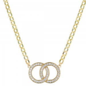 14K Yellow Gold 0.5 carat Diamonds Intrelocked Circles Necklace