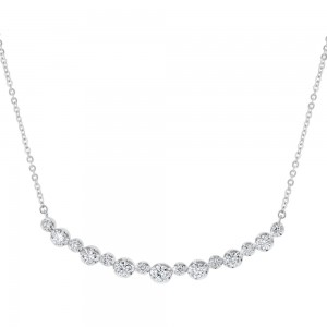 14K White Gold 1.0 carat Diamonds Curved Centerpiece Necklace