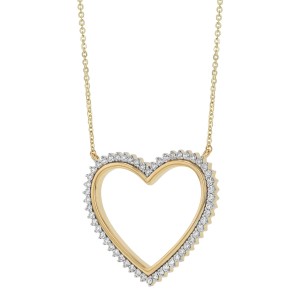 14K Yellow Gold 0.80 carat Diamonds Heart Necklace