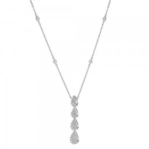 14K White Gold 0.75 carat Diamonds Dangling Teardrop Necklace