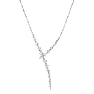 14K White Gold 1.45 carat Round Diamonds Y shape Lariat Necklace