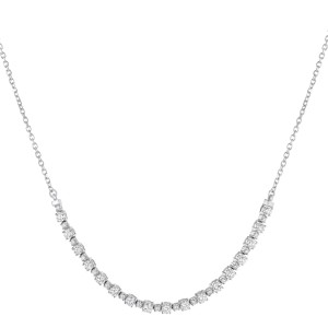 14K White Gold 1.35 carat Diamonds Flex Curved Bar Necklace