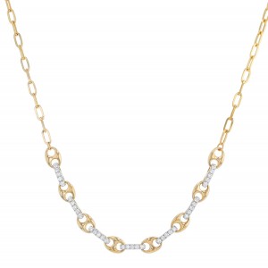 14K Yellow Gold 0.45 carat Diamonds Bar Links Necklace