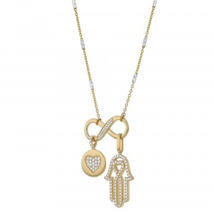 14K Yellow Gold 0.80 carat Diamonds Infinity Cahrm Necklace