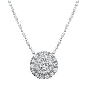 14K White Gold 0.50 carat Diamonds Halo Round Pendant