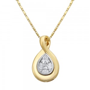 14K Yellow Gold 0.40 carat Fancy Cut Diamonds Pear Shape Necklace
