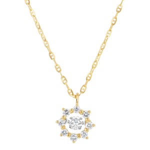 14K Yellow Gold 0.25 carat Dancing Diamond Star Necklace