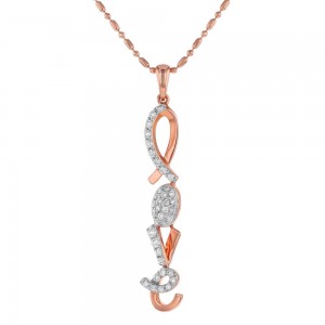14K Rose Gold 0.25 carat Diamonds LOVE drop Necklace