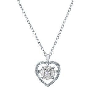 14K White Gold 0.31 carat Fusion Dancing Diamonds Heart Shape Necklace